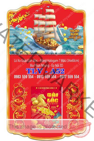 Bìa lịch bloc bế nổi Thuyền Buồm