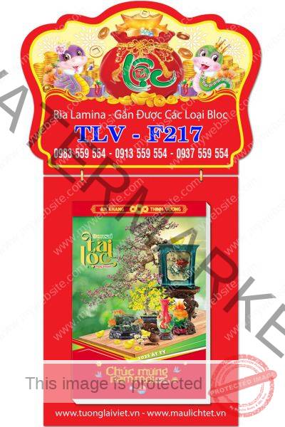 Bìa lịch bloc laminate Lộc Túi Vàng