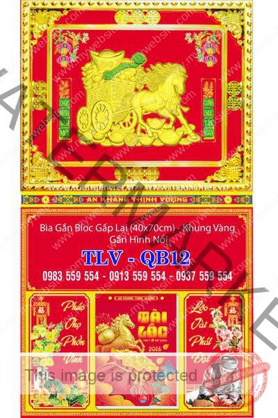 Bìa lịch gập khung vàng Khai Xuân Đại Cát