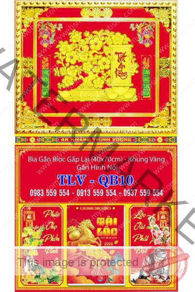 Bìa lịch gập khung vàng Mai Xuân