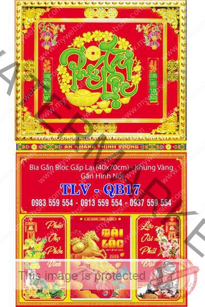 Bìa lịch gập khung vàng Phúc Tài Lộc