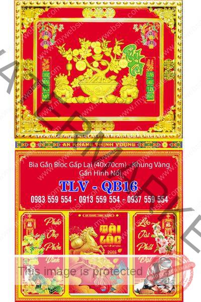 Bìa lịch gập khung vàng Xuân Phát Tài