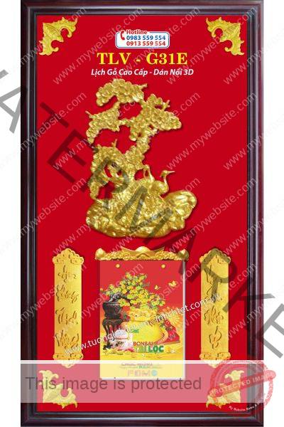 Bìa lịch gỗ Kim Tiền Tài Lộc