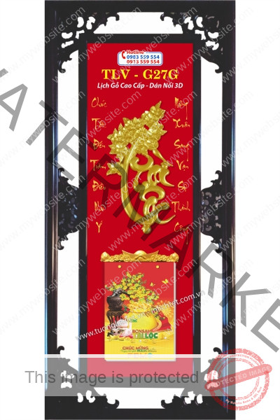 Bìa lịch gỗ Tài Lộc Thư Pháp