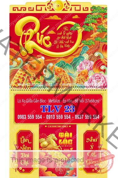 Bìa lịch lò xo giữa Chữ Phúc