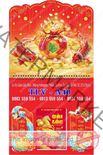 Bìa lịch giữa lò xo Lộc Như Ý