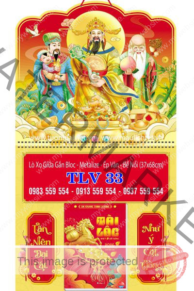 Bìa lịch giữa lò xo Phúc Lộc Thọ