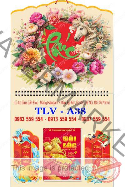 Bìa lịch giữa lò xo Phúc Xanh