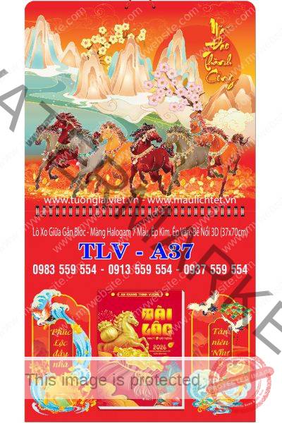 Bìa lịch giữa lò xo Xuân Như Ý