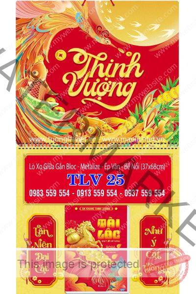 Bìa lịch giữa lò xo Xuân Thịnh Vượng
